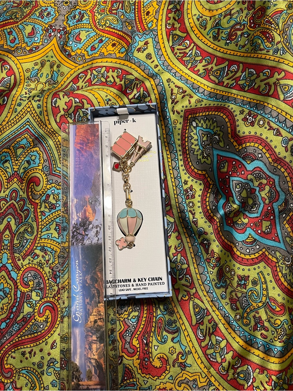 Piper Hot Air Balloon Enamel Phone Charm in Pink & Mint